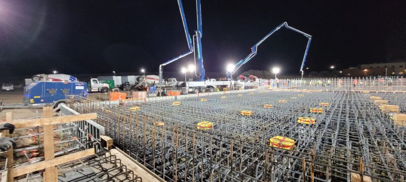 Construction crews carry out a concrete pour at CSU ATLAS. 
